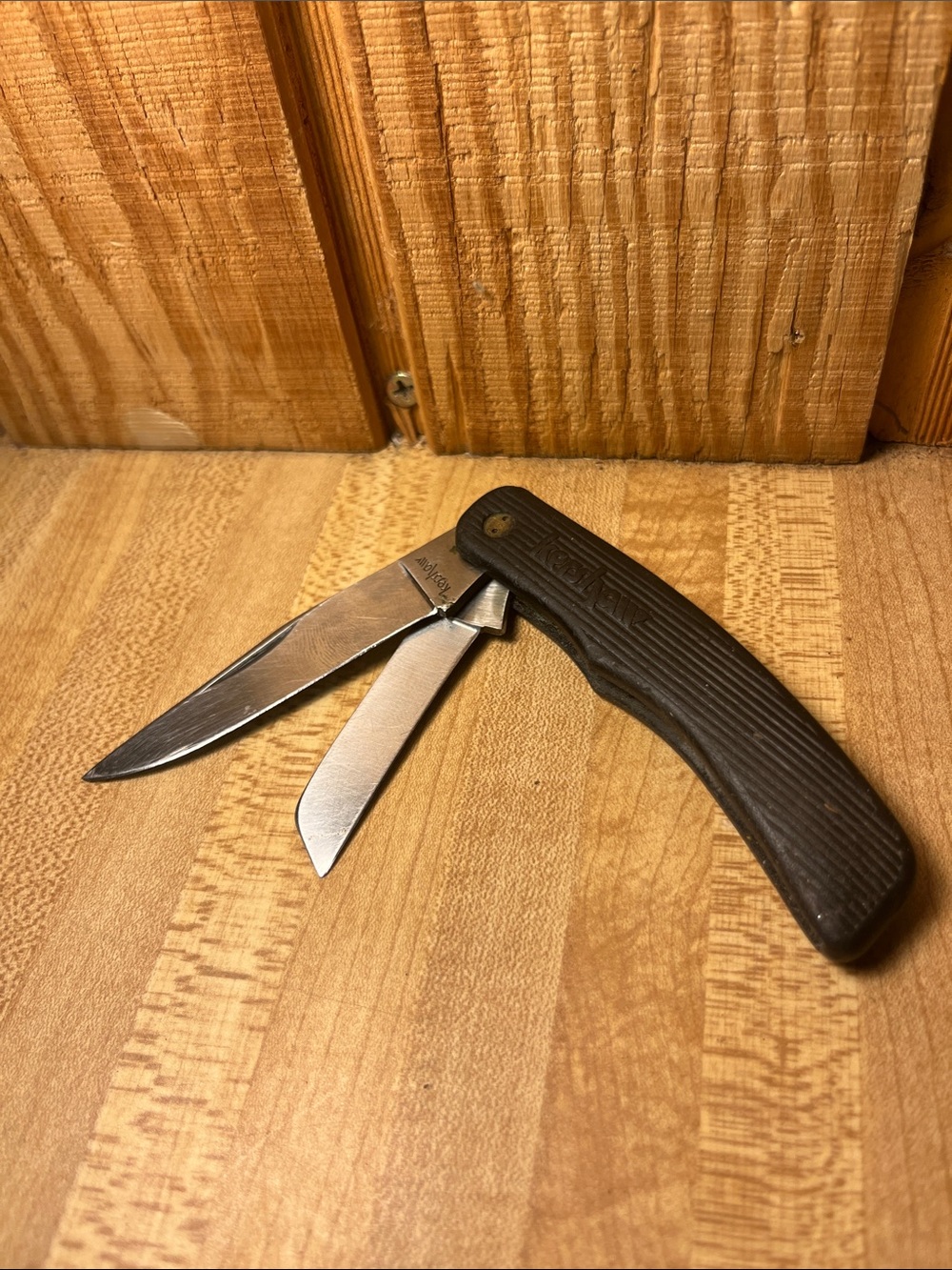 Men's Folding Pocket Knife – Black Handle, Dual Blades (see description)